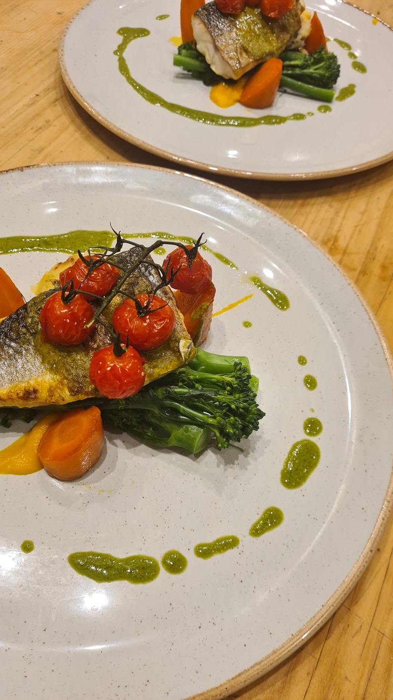 fish with roasted cherry tomatoes dish